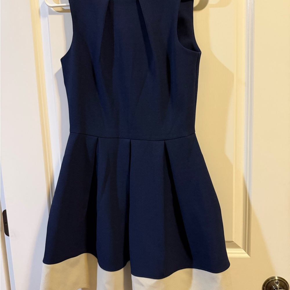 Blue Pleated Fit and Flare Cocktail Dress